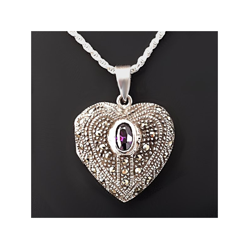Heart Locket "Marcasite & Amethyst" Heart Locket "Marcasite & Amethyst"