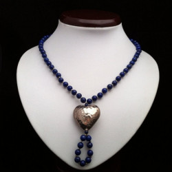 Collar "Corazón Antigüo de Plata" y Lapislazuli