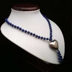 Collar "Corazón Antigüo de Plata" y Lapislazuli