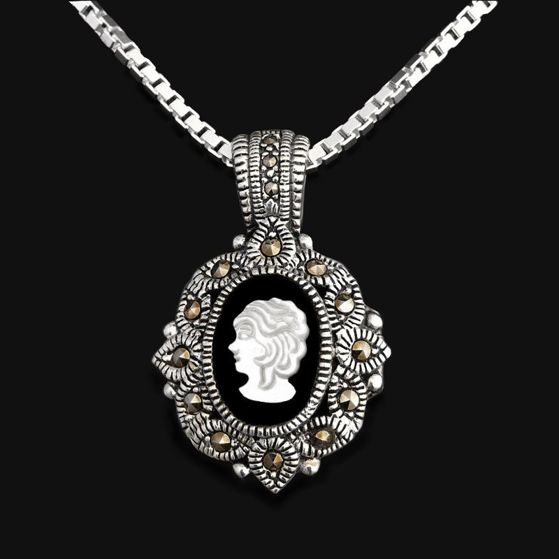 Locket Pendant "The Face of the Heart " Onyx & Marcasites Locket Pendant "The Face of the Heart " Onyx & Marcasites