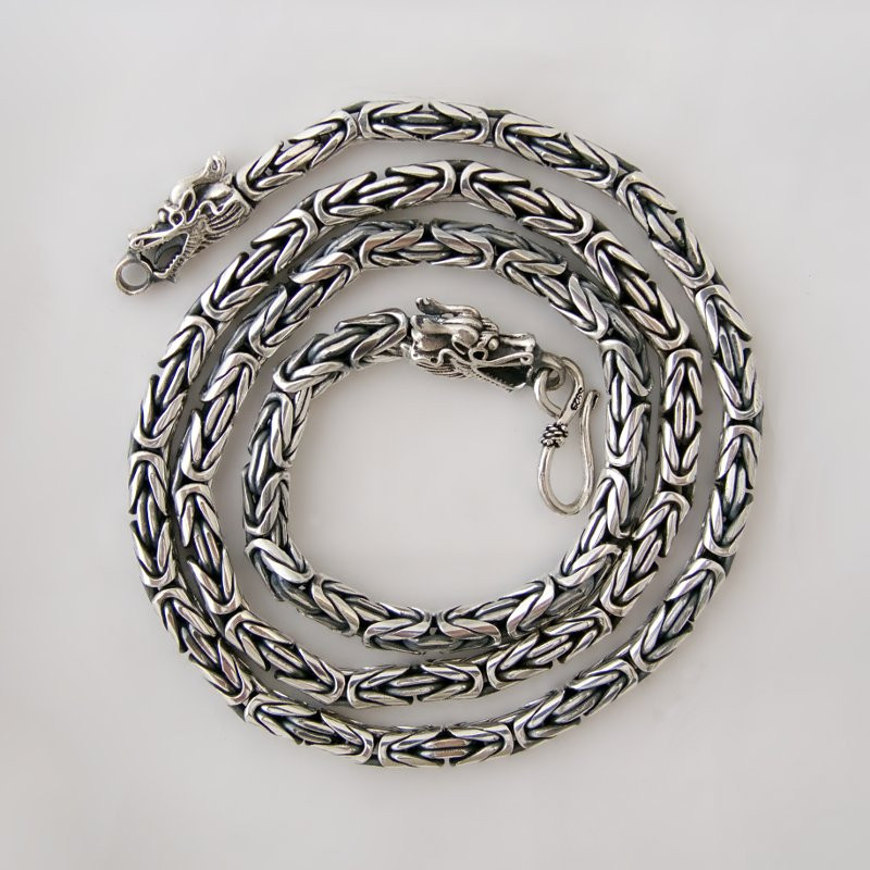 Collier Chaîne Byzantine Ronde Polie Plaqué Or - 8 Mm - 50 Cm - Bijou Homme Femme - Fabrication Italienne