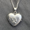Locket pendant heart shape with dog paw pad pet jewelry sterling silver