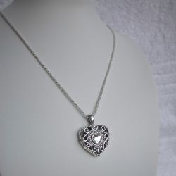 "Princesse Alice" Swarovski pendentif porte-photo en forme de cœur en argent massif 925