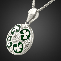 "Shamrock buena suerte" Relicario portafoto plata