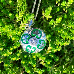 "Shamrock buena suerte" Relicario portafoto plata