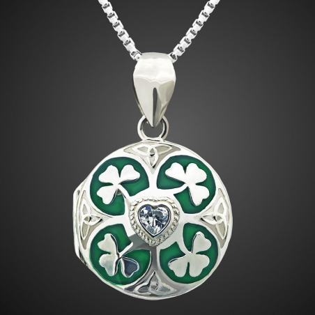 "Trifoglio irlandese portafortuna" Ciondolo Portafoto "Trifoglio irlandese portafortuna" Ciondolo Portafoto
