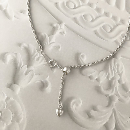 "Cordón" Ajustable Cadena plata solida "Cordón" Ajustable Cadena plata solida
