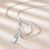 Ciondolo Lettere iniziali con cuore rosa in argento sterling