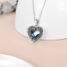 "Fleur de Myosotis" Swarovski médaillon pendentif porte photo argent massif 925