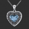 "Fleur de Myosotis" Swarovski médaillon pendentif porte photo argent massif 925