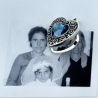 "Fleur de Myosotis" Swarovski médaillon pendentif porte photo argent massif 925