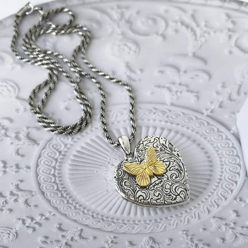 Locket, Sterlng Slver Locket Necklace Personalzed Wth Custom Charms - View #6