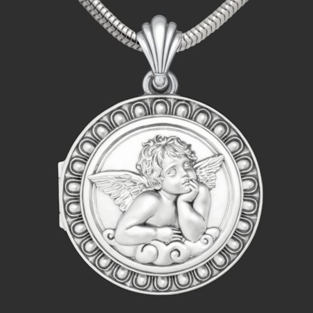 "Ange de Raphaël" pendentif porte-photo en argent sterling 925 massif "Ange de Raphaël" pendentif porte-photo en argent sterling 925 massif