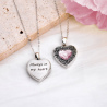 "Forget-Me-Not Flower" Swarovski Locket pendant heart shape sterling silver