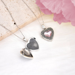 Swarovski Antique Pink Locket pendant Forget-Me-Not Flowers