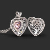Elizabeth: Vintage Scroll Pink Topaz Heart Locket Pendant - A Sterling Embrace of Abundant Love