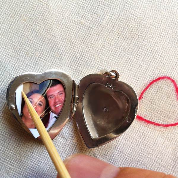 Photo Service installation photos in a locket pendant